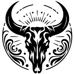Circle bull head skull silhouette