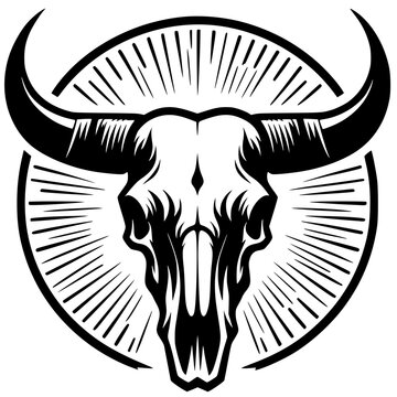 Circle bull head skull silhouette
