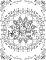 Printable mandala coloring page for kids and adults with affirmation quote for self talk and self care. it helps to succeed and struggle against life to enjoy the tough journey
