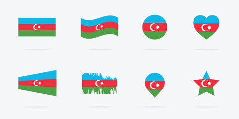 National flag of Azerbaijan. Azerbaijan vector flag icon set.