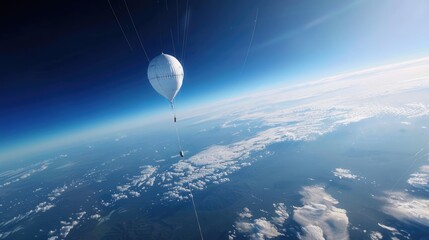 A high-altitude weather balloon collecting climate data in the stratosphere