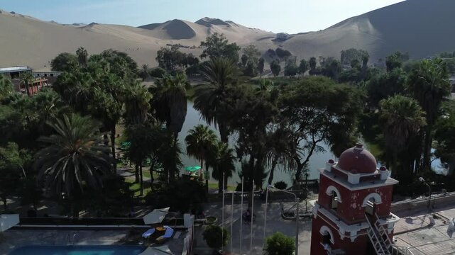 4k 30fps oasis huacachina peru deset with sun