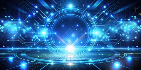 Obraz premium Abstract background of futuristic technology with digital elements and glowing lights, digital, abstract, technology