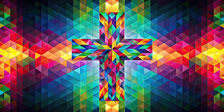 Abstract geometric cross design with vibrant colors, geometric, abstract, design, colorful, pattern, shape, symmetry