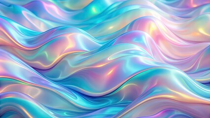 Fototapeta premium Abstract holographic background with pastel iridescent waves and soft, fluid colors , holographic, abstract, background, pastel