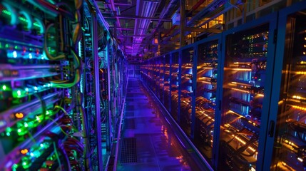 Data centers store and protect vast amounts of information in servers. These facilities are used for cloud computing, cryptocurrency mining, and protecting important data.