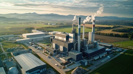 A high-tech waste-to-energy plant converting trash into electricity