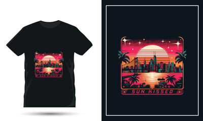 Retro sunset t shirt design