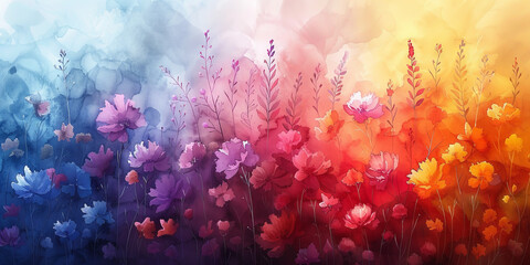 カラフルな光の背景の水彩画