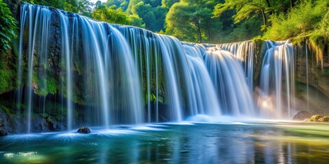 Base of waterfall with flowing water, waterfall, base, flowing, water, nature, cascade, stream, rocks, scenery, landscape