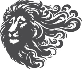 A lion vector design, bold and majestic, captures the essence of strength and grace in its intricate mane and piercing gaze, symbolizing power and courage in every detail.