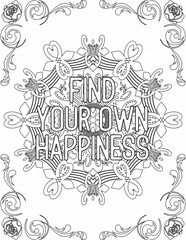 Printable mandala coloring page for kids and adults with affirmation quote for self talk and self care. it helps to succeed and struggle against life to enjoy the tough journey
