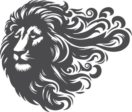 recommend clip art: A lion vector design, bold and majestic, captures the essence of strength and grace in its intricate mane and piercing gaze, symbolizing power and courage in every detail.