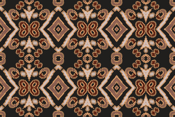 Ikat ethnic Indian seamless pattern. Design for background, wallpaper, vector illustration, fabric. Ikat ethnic seamless pattern design. Aztec fabric carpet.