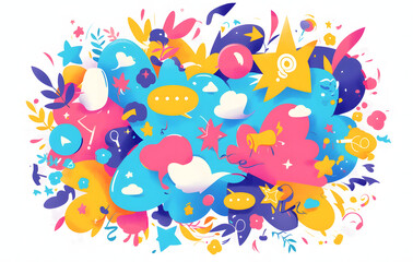 Vector cartoon explosion of colorful splashes with white space in the center for text or design