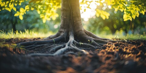 Tree roots symbolize strong foundation for family health mental growth and success. Concept Family Health, Mental Growth, Success, Symbolism, Tree Roots