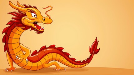 Naklejka premium Vibrant Chinese New Year dragon illustration holding a blank text table for festive messages.