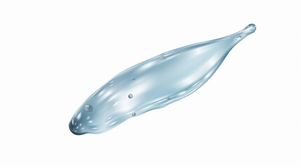 A realistic illustration of a clear water drop in a grey color, shiny and isolated on a transparent background.