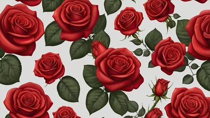 8K Ultra HD detailed. realistic red rose flower border illustration horizontal, red solid background empty space text