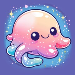 Fototapeta premium Vibrant chibistyle Nebula illustration with playful colors and pastel tones.