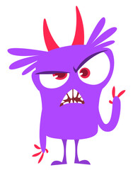 Funny cartoon monster character. Illustration of cute and happy alien creature for Halloween party decoration or package design. Vector isolated