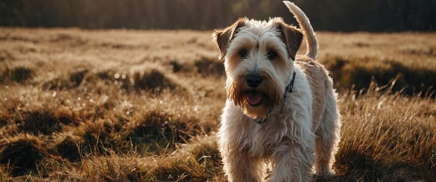 Irish soft coated wheaten terrier white and brown fur wool.