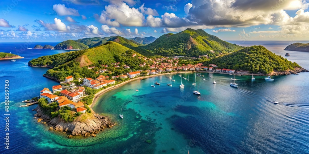 Canvas Prints Beautiful aerial view of Iles des Saintes, a stunning Carribean island in French Guadeloupe, Guadeloupe