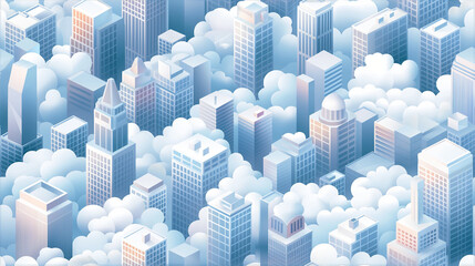 isometric city skyline, skyscrapers in the sky, abstract city background