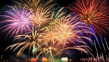 Obraz premium Beautiful and colorful illustration of fireworks exploding