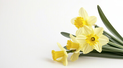 Fototapeta premium Yellow daffodils flowers isolate on white background