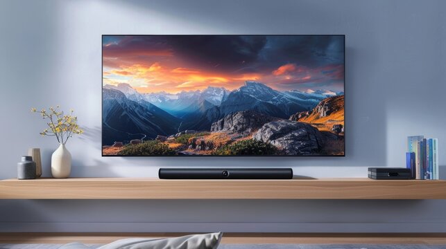 A smart tv connected with a sound bar
