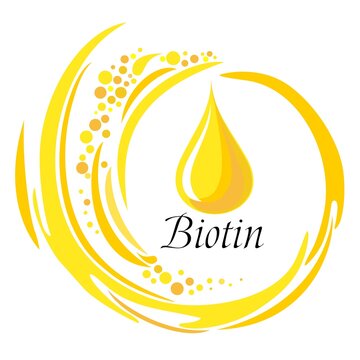 concept of biotin serum hair care protection . biotin vitamin b7  icon.  Antibiotic collagen and minerals essential health care. For ads dietary supplements  illustration