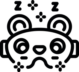 Cartoon style icon of a panda bear sleeping mask, promoting relaxation and sleep