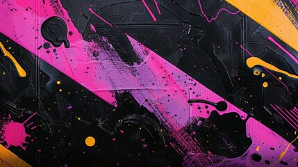 Abstract Art With Pink and Yellow Paint Splatter