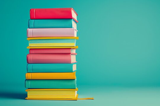 Parenting guides stacked neatly in a photorealistic style, captured from a high angle with a centered composition and a depth of field effect, illuminated by ambient light, featuring a complementary