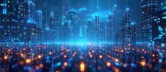 Fototapeta premium Digital Cityscape: A Futuristic Metropolis