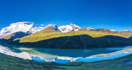 Beautiful Scenery of Sapu Sacred Mountain and Plateau Lakes in Xizang, China