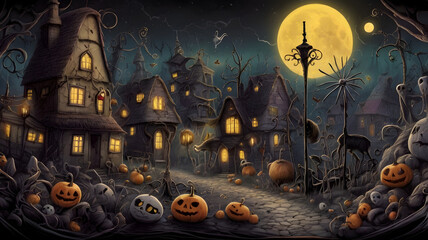 halloween background with house
