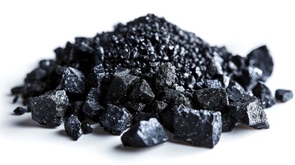 High-Quality Image of Black Coal with White Background