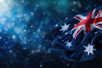 australia day background of flag on blur navy background