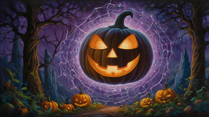 Pumpkin with neon lights