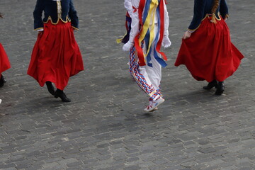 Basque folk dancers during a performance