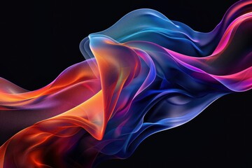 Obraz premium Abstract color swirl wave on black background. Flow liquid lines design element