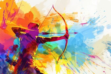 Abstract colorful illustration of archer