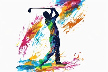 Abstract colorful illustration of golf player