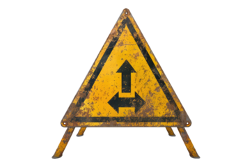 Photo of Caution warning sign isolated on transparent background