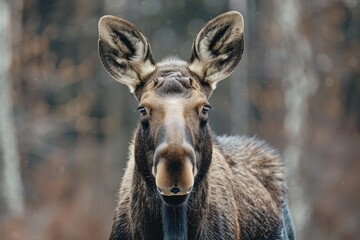 Fototapeta premium A Moose portrait in Nature with a Shallow Depth of Field