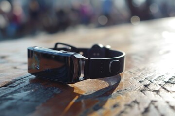 A modern smart watch displaying a red notification light, Wearable technology for fitness and health monitoring, AI generated