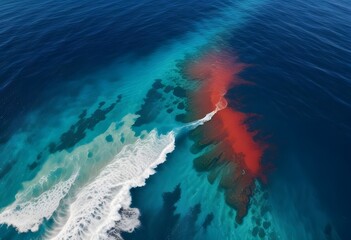 Beautiful beach scenery, high angle view of the sea