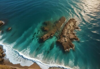 Beautiful beach scenery, high angle view of the sea